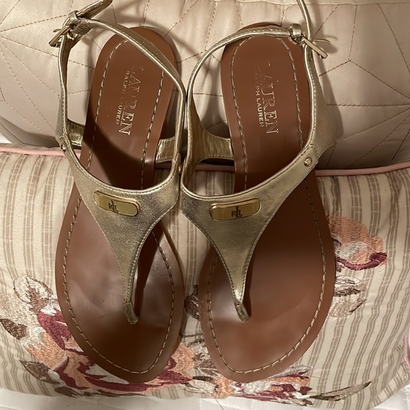 Ralph Lauren gold sandals size 7.5 - Picture 2 of 8